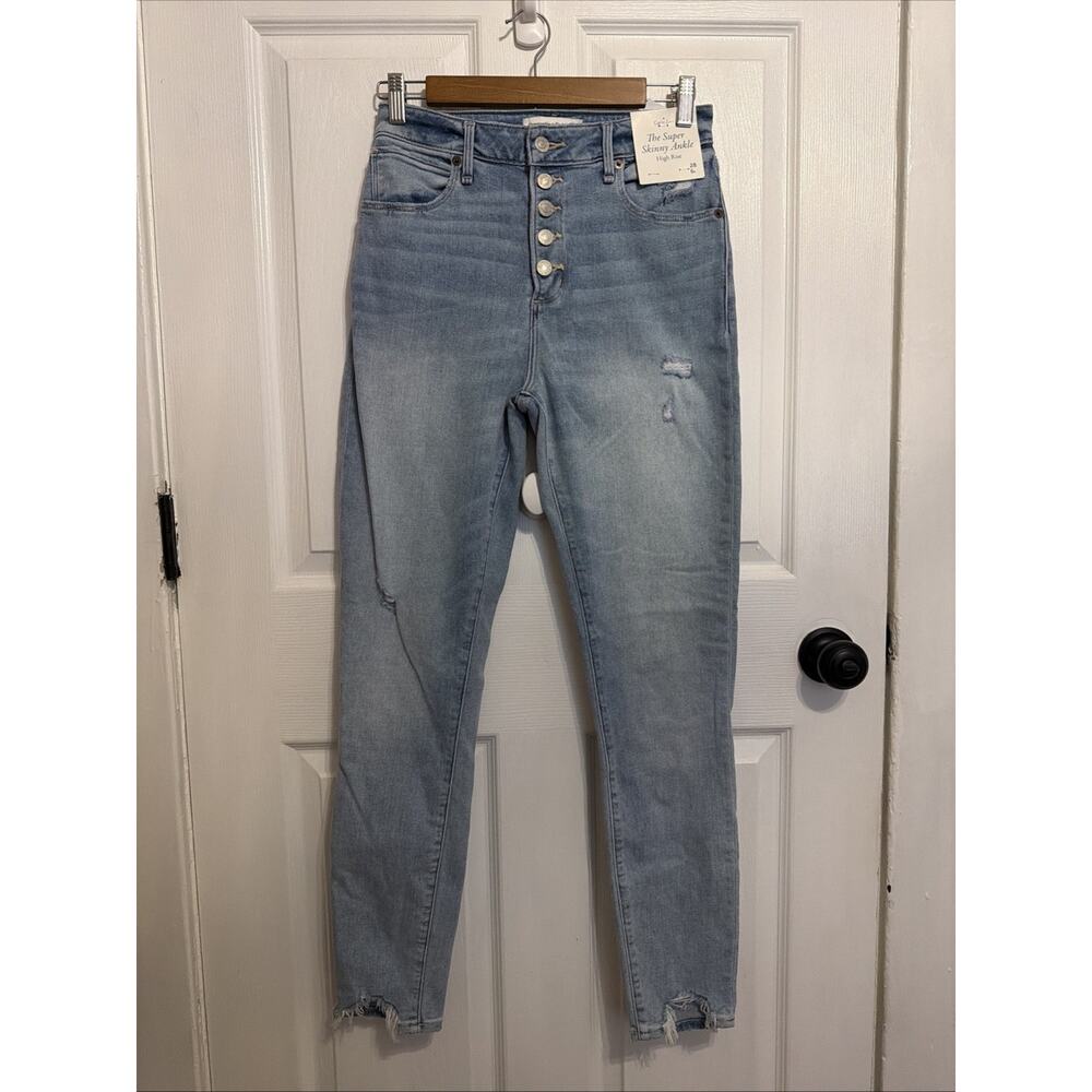 NEW A&F Abercrombie Curve Love Blue Jeans Super Skinny Ankle High Rise 28 6L